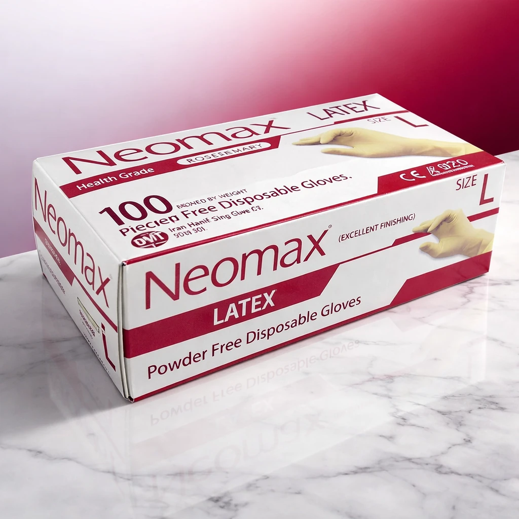 دستکش لاتکس بدون پودر نئومکس حریر Neomax