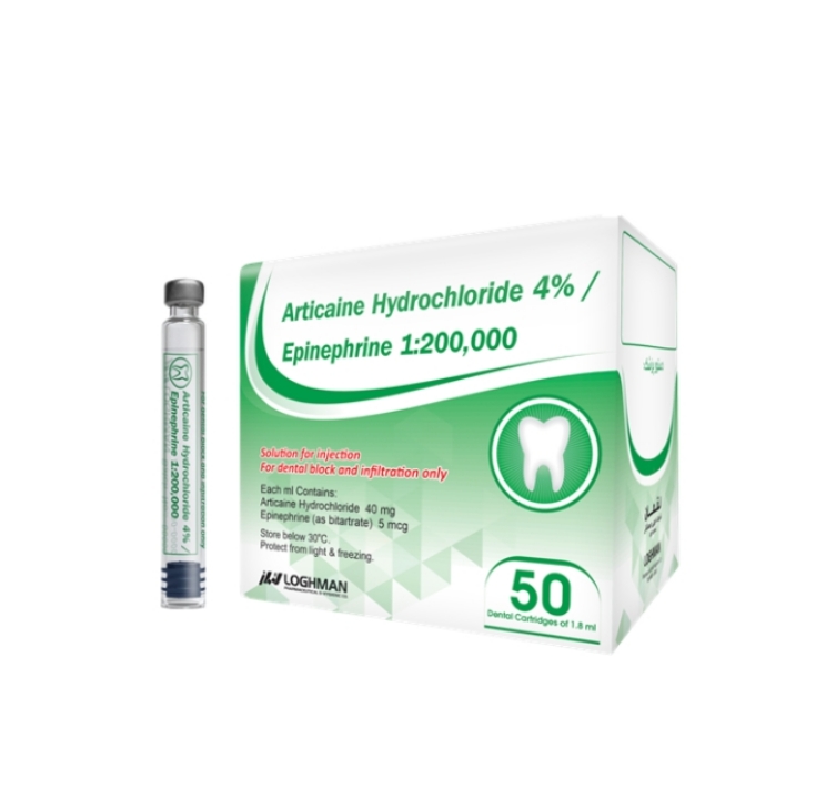 کارپول آرتیکائین هیدروکلراید 4% لقمان - نورودنت200